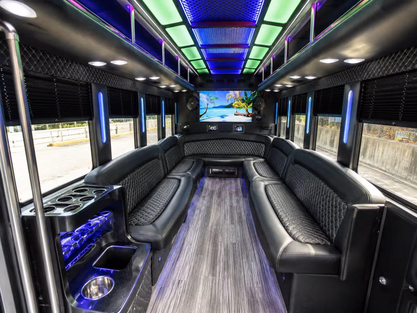 norwalk 18 passenger party bus inside