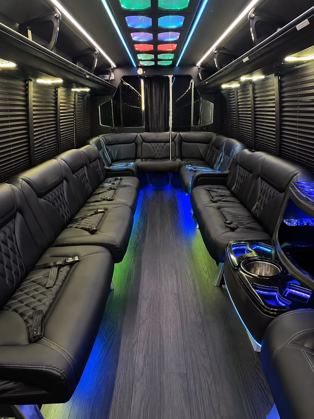 norwalk 20 passenger party bus interior