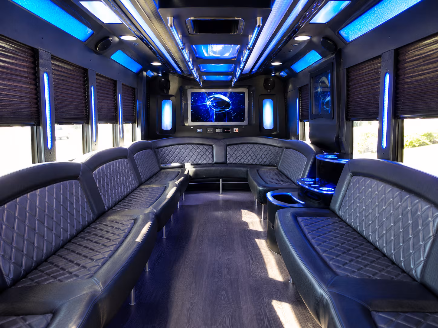 norwalk 28 passenger party bus inside